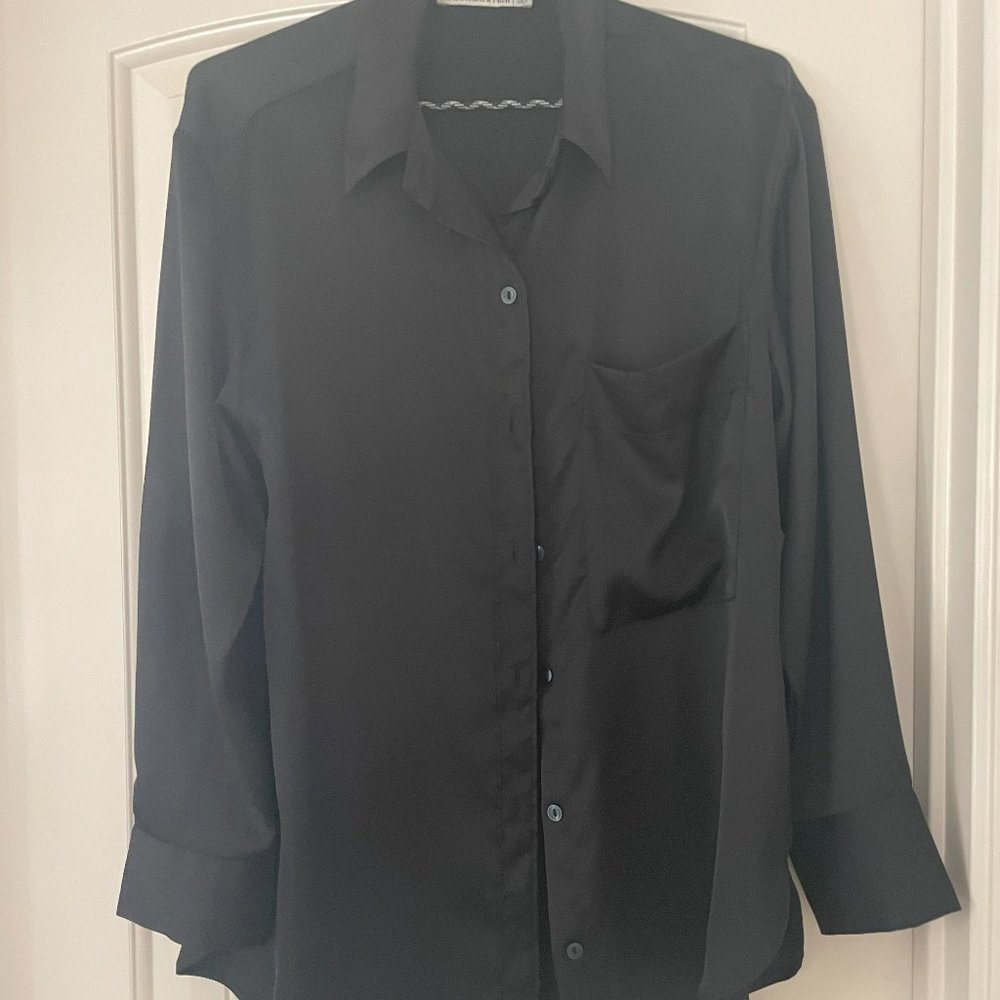 Abercrombie & Fitch Black Satin Oversized Long Sleeve